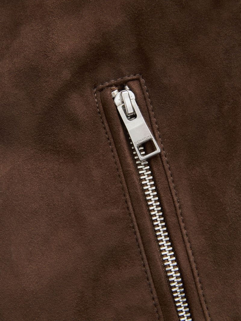 Comely84268 Brown Suede Bomber Jacket - Image 11
