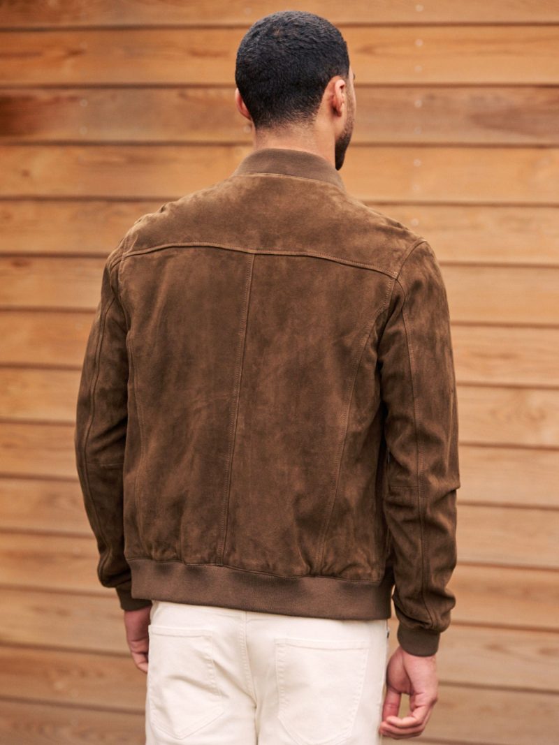 Comely84268 Brown Suede Bomber Jacket - Image 3
