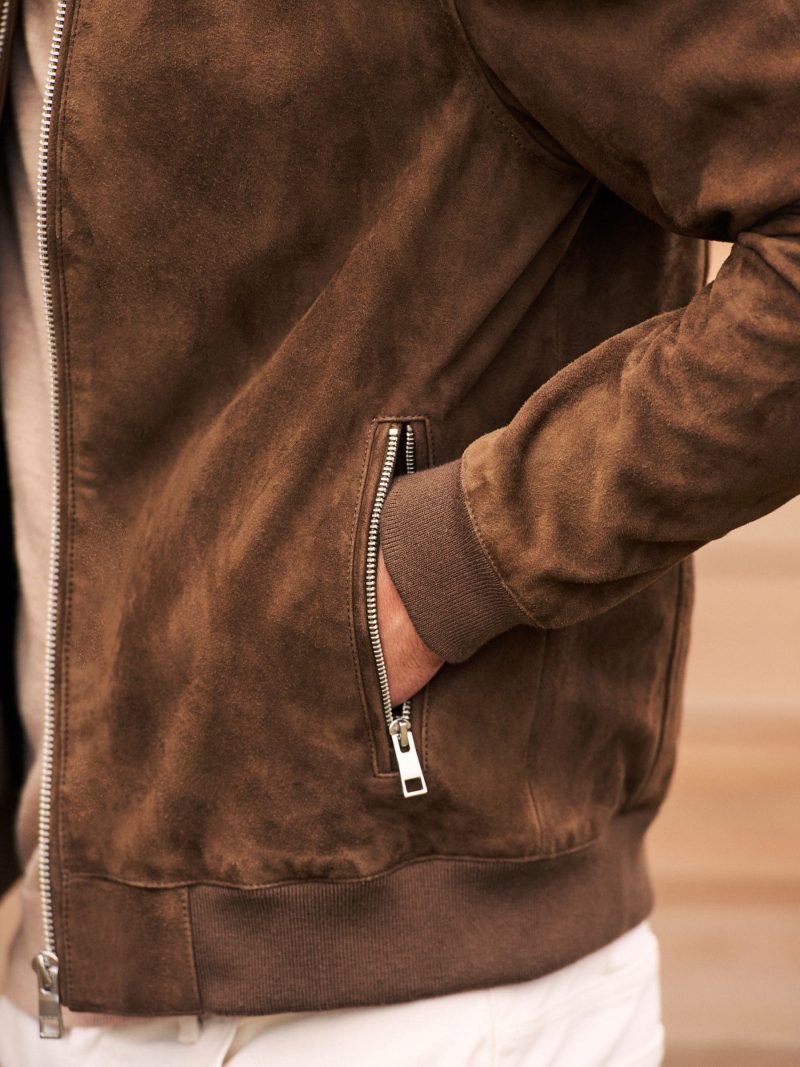 Comely84268 Brown Suede Bomber Jacket - Image 5