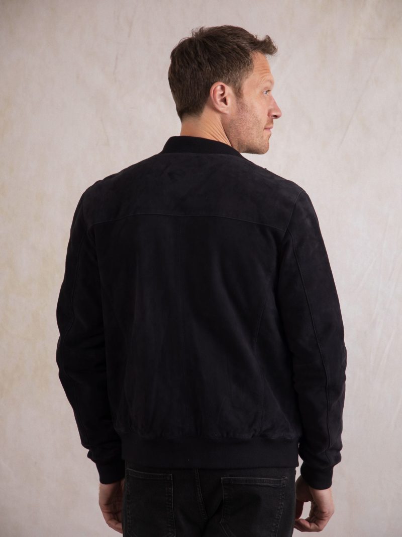 Comely84275 Leather Blue Dalston Suede Bomber Jacket - Image 4