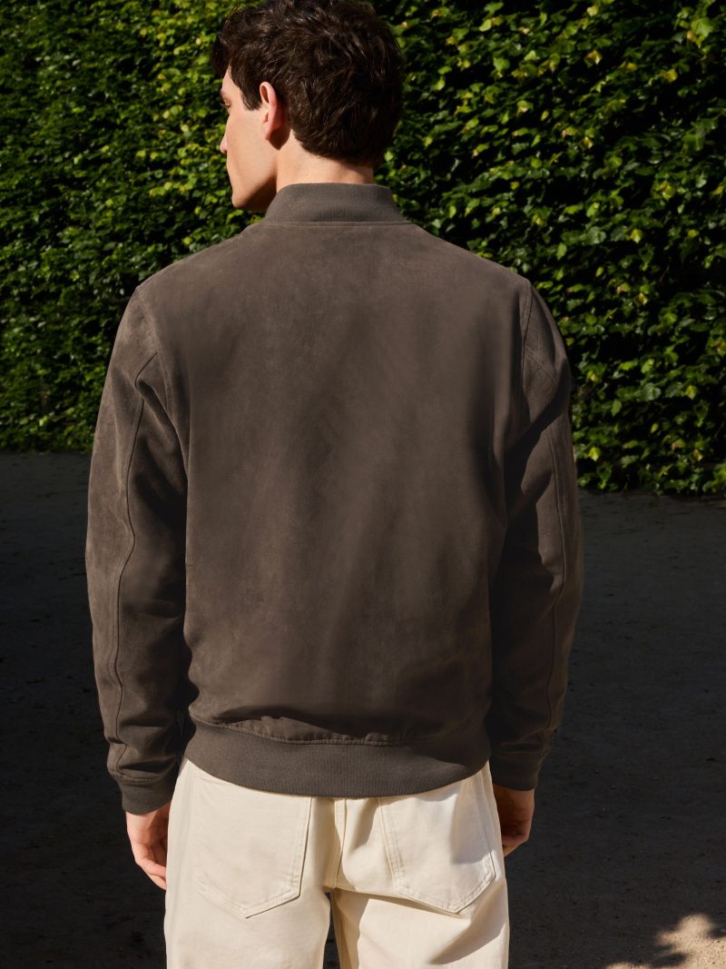Comely84266 Dark  Faux Suede Bomber Jacket - Image 3