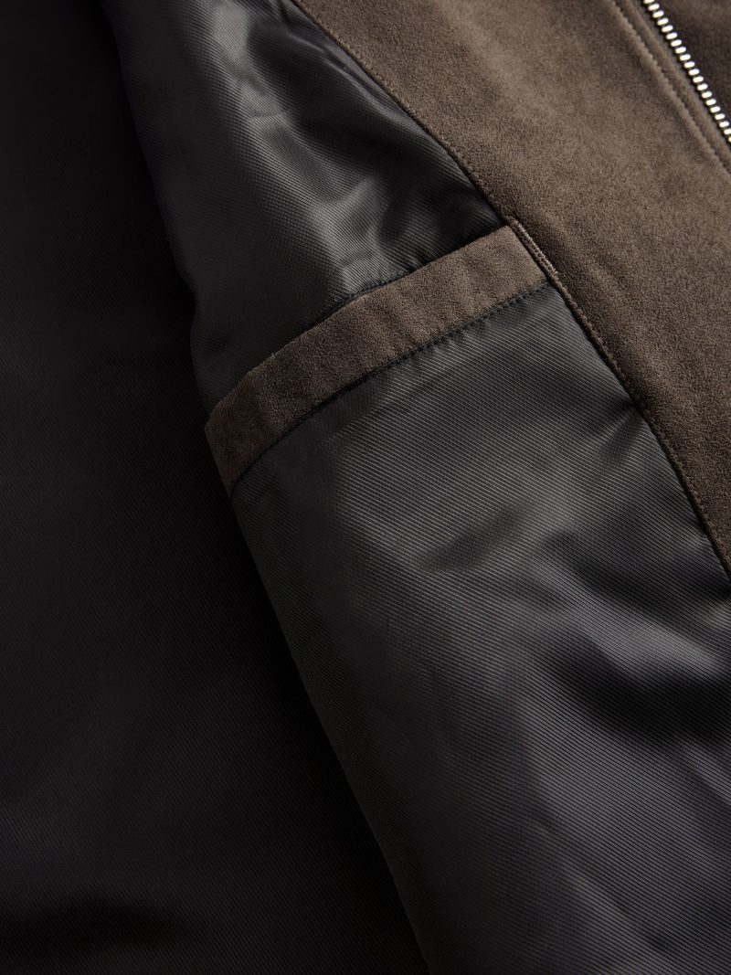 Comely84266 Dark  Faux Suede Bomber Jacket - Image 9