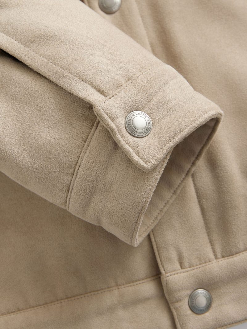 Comely84270 Faux Suede Borg Collared Trucker Jacket - Image 8