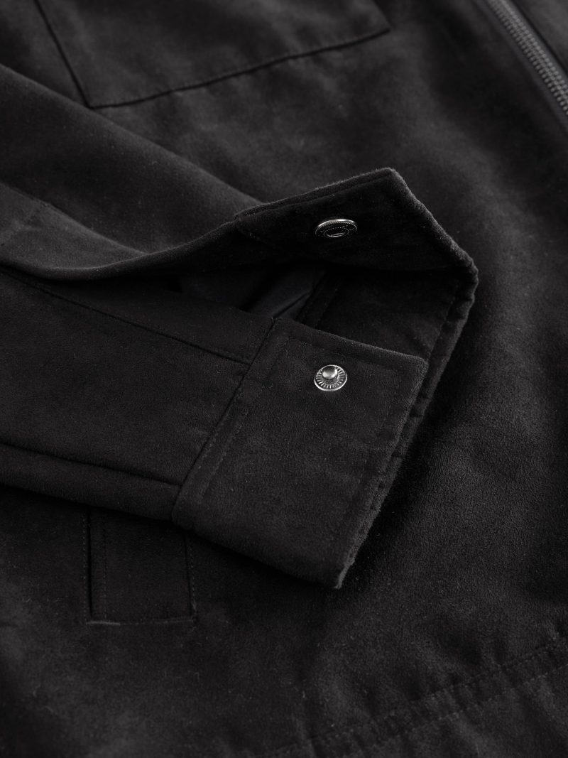 Comely84276 Black Faux Suede Collared Shacket - Image 11