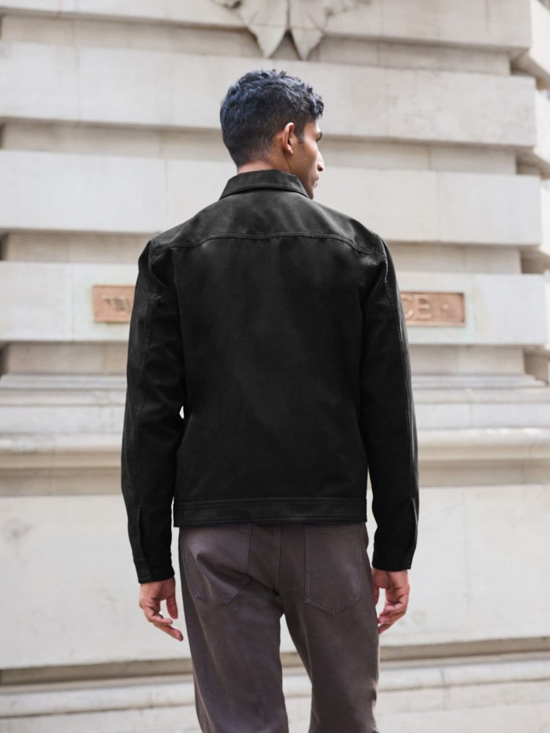 Comely84276 Black Faux Suede Collared Shacket - Image 3