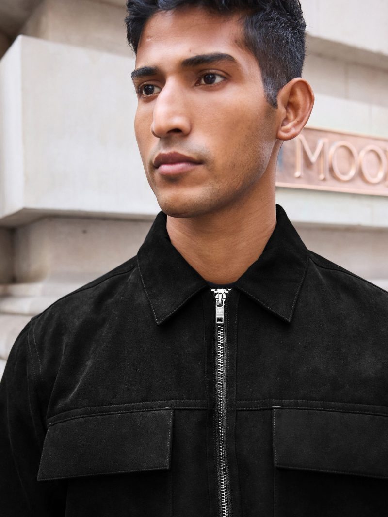 Comely84276 Black Faux Suede Collared Shacket - Image 4