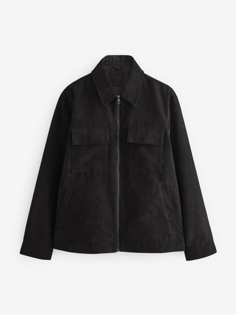 Comely84276 Black Faux Suede Collared Shacket - Image 6