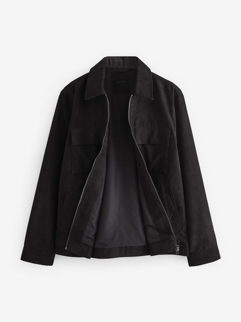 Comely84276 Black Faux Suede Collared Shacket - Image 7