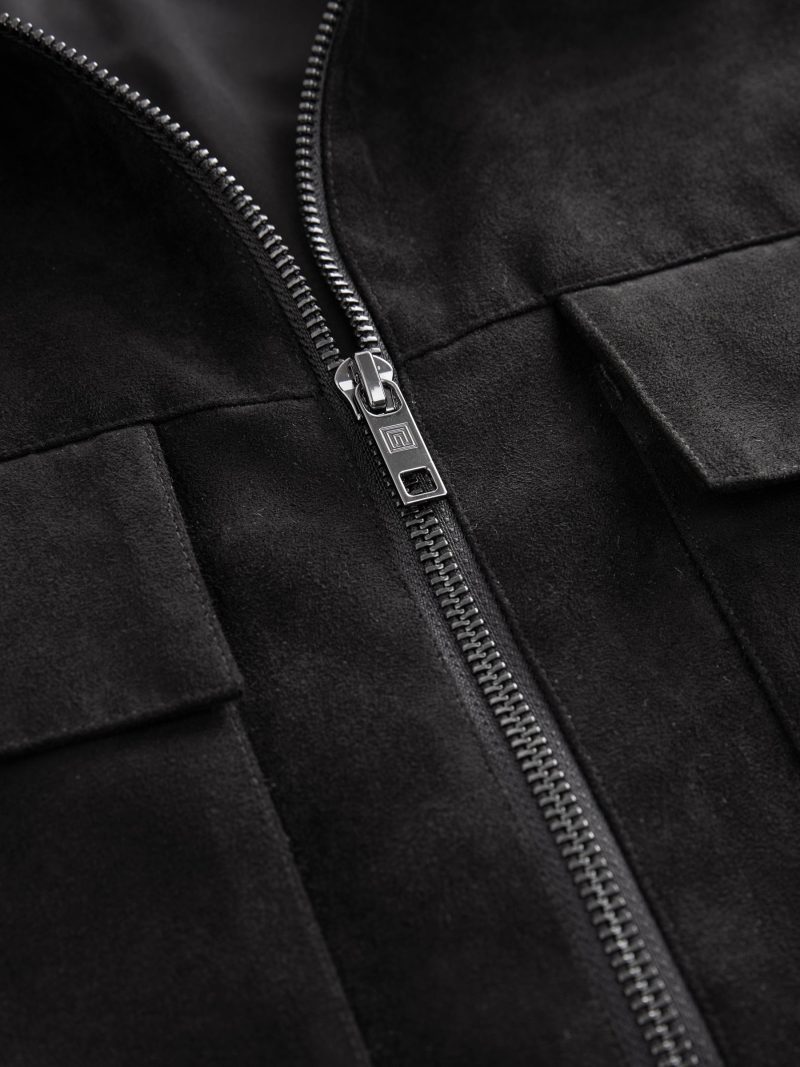 Comely84276 Black Faux Suede Collared Shacket - Image 9