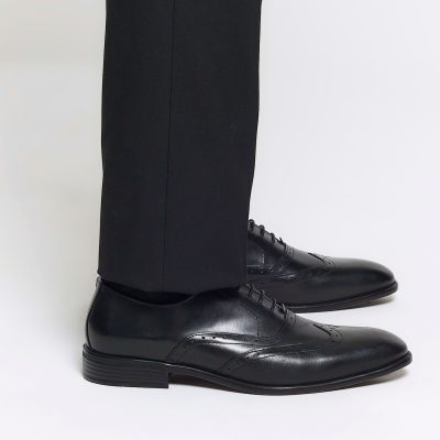 Comely84294 Black Lace up Brogue Derby Shoes