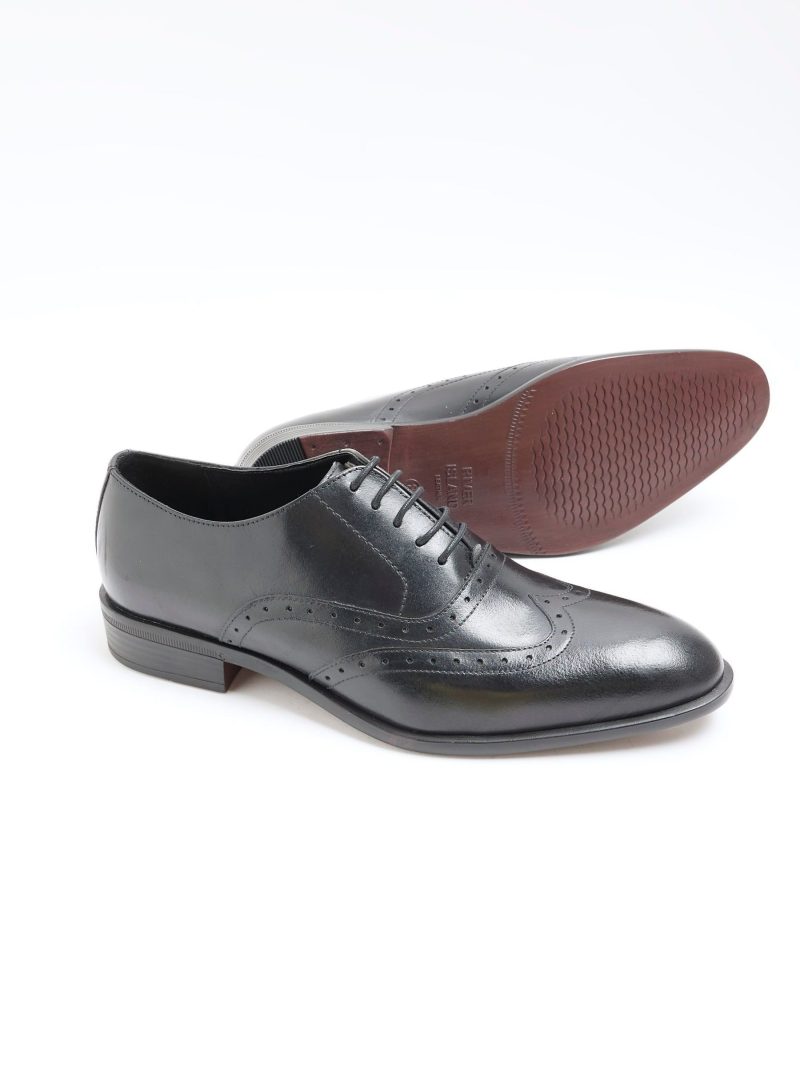 Comely84294 Black Lace up Brogue Derby Shoes - Image 3