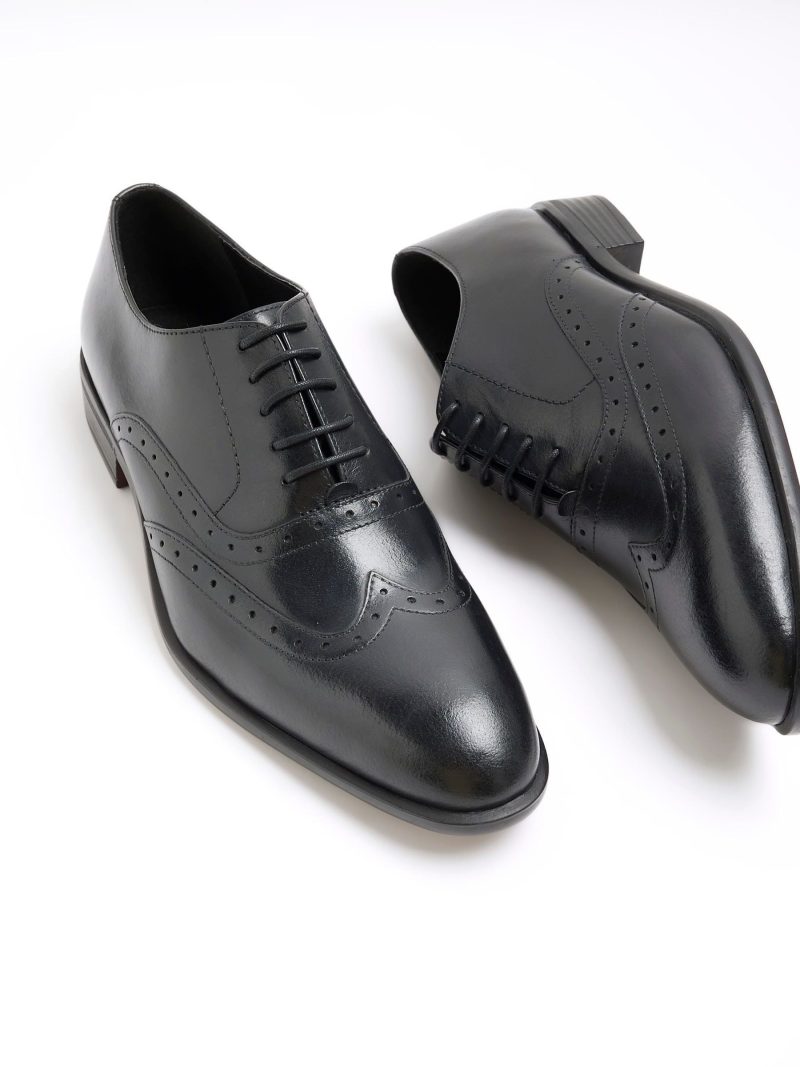 Comely84294 Black Lace up Brogue Derby Shoes - Image 4