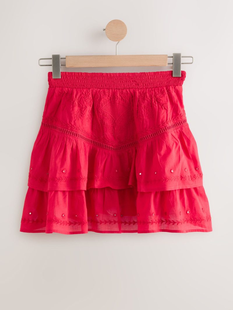 Comely84251 Red Rara Style 100% Cotton Mini Skirt - Image 6