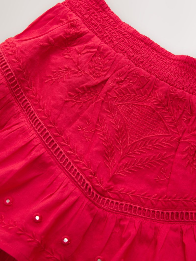 Comely84251 Red Rara Style 100% Cotton Mini Skirt - Image 7