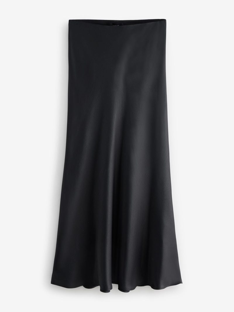 Comely84235 Black Satin Midi Skirt - Image 5