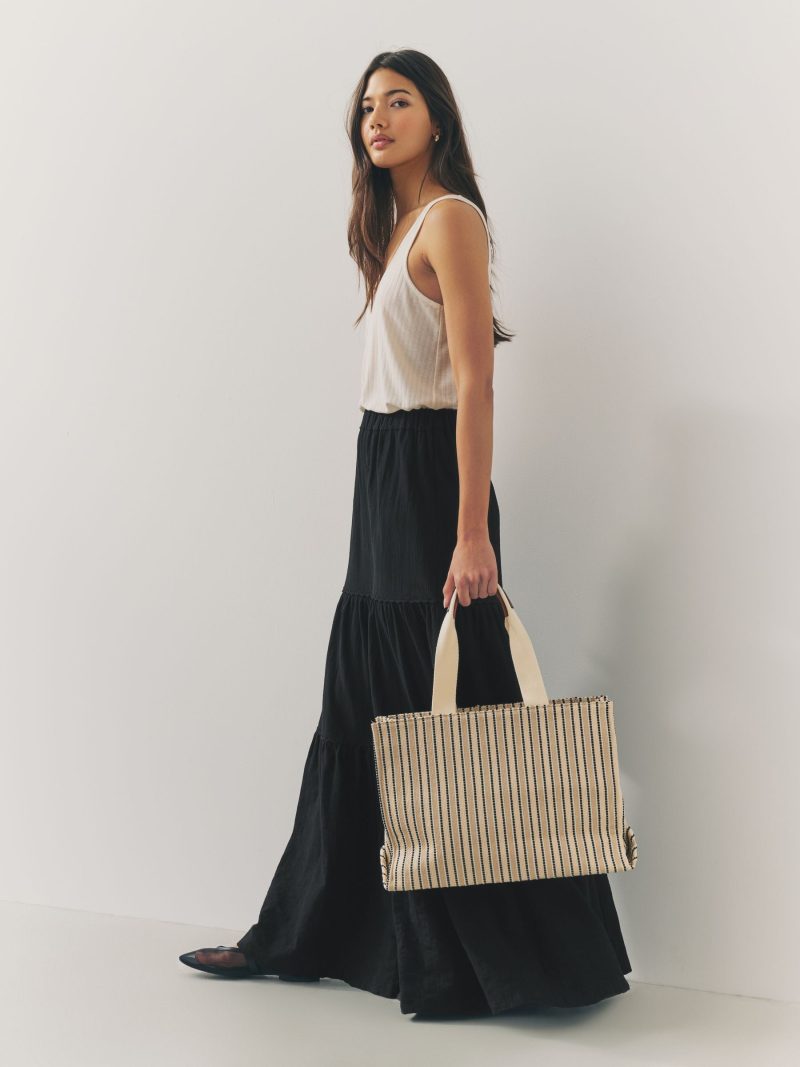 Comely84233 Black 100% Cotton Tiered Maxi Skirt - Image 3
