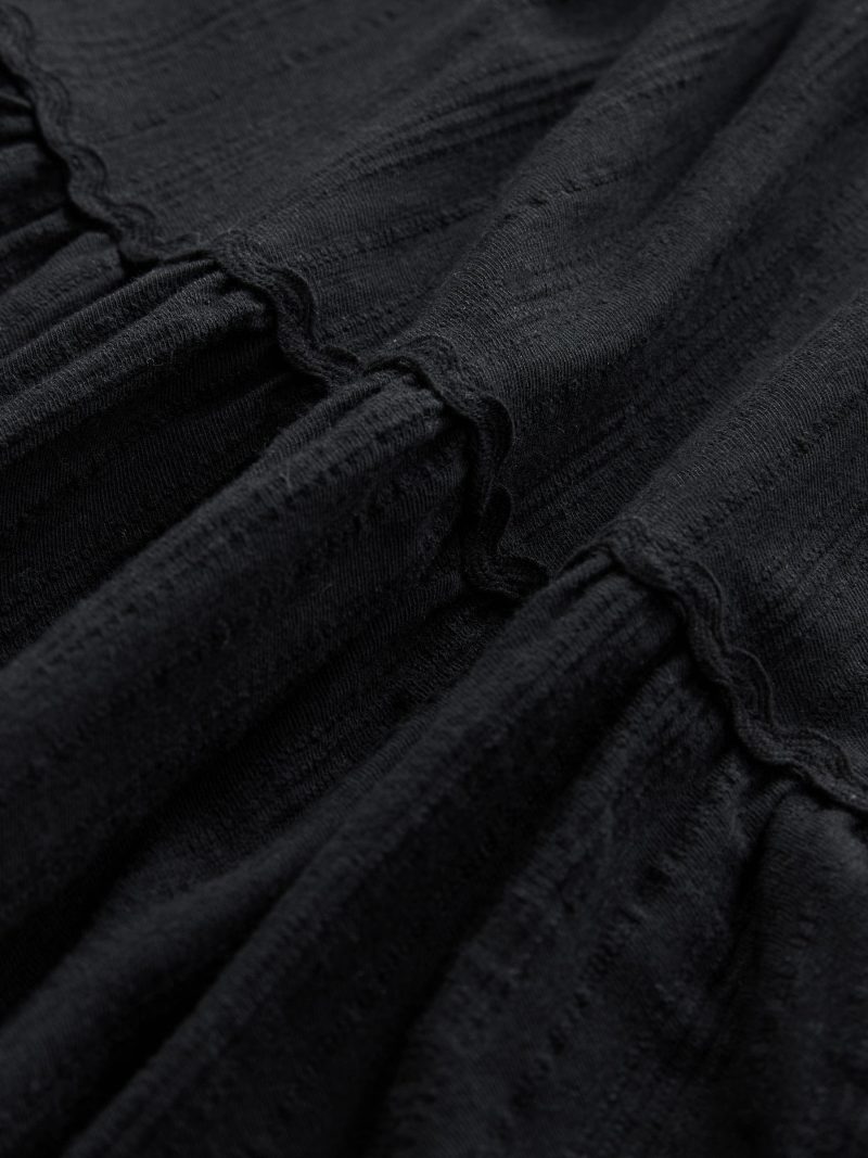 Comely84233 Black 100% Cotton Tiered Maxi Skirt - Image 8