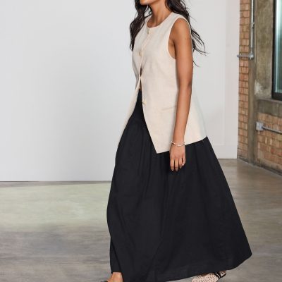 Comely84231 Black Drop Waist Maxi Skirt