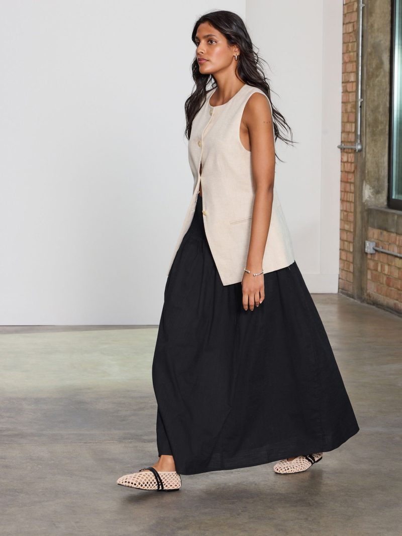 Comely84231 Black Drop Waist Maxi Skirt