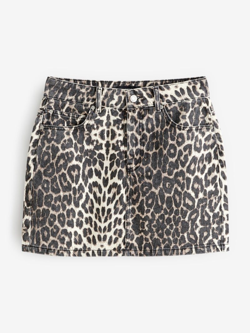 Comely84259 Leopard Print Mini Denim 100% Cotton Skirt - Image 4