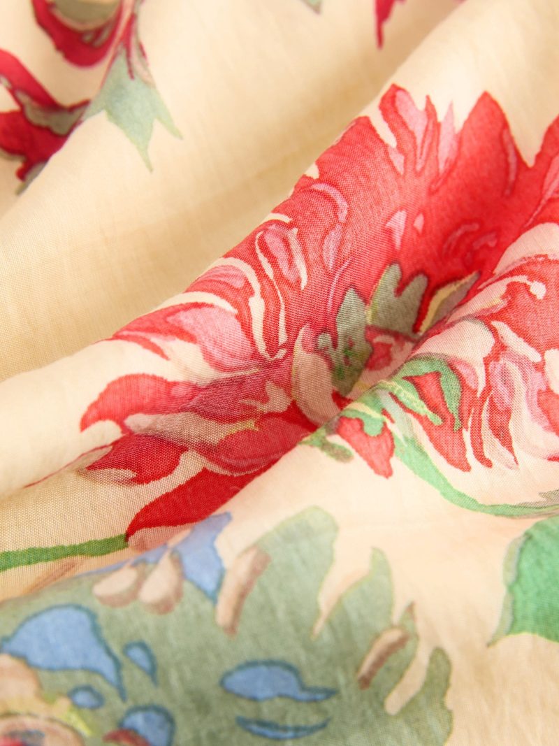 Comely84250 Ecru/Red Floral Print Drape Lightweight Maxi Skirt - Image 9