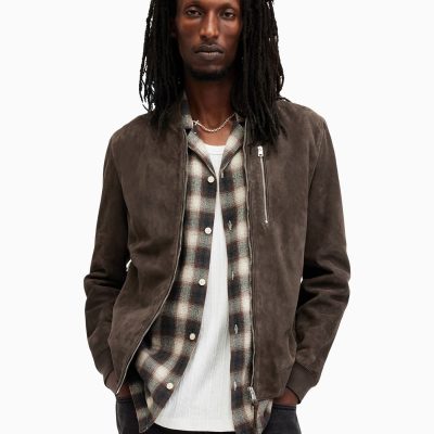 Comely84281 Brown Kemble Suede Bomber Jacket