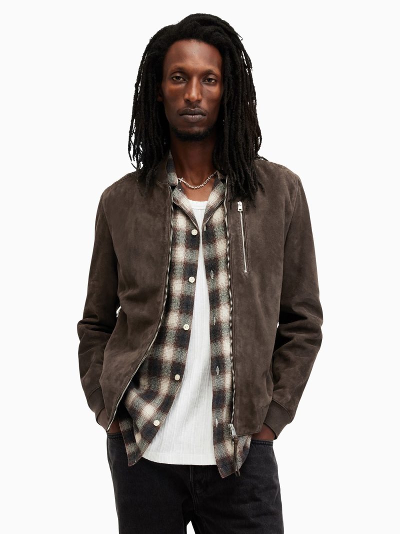 Comely84281 Brown Kemble Suede Bomber Jacket