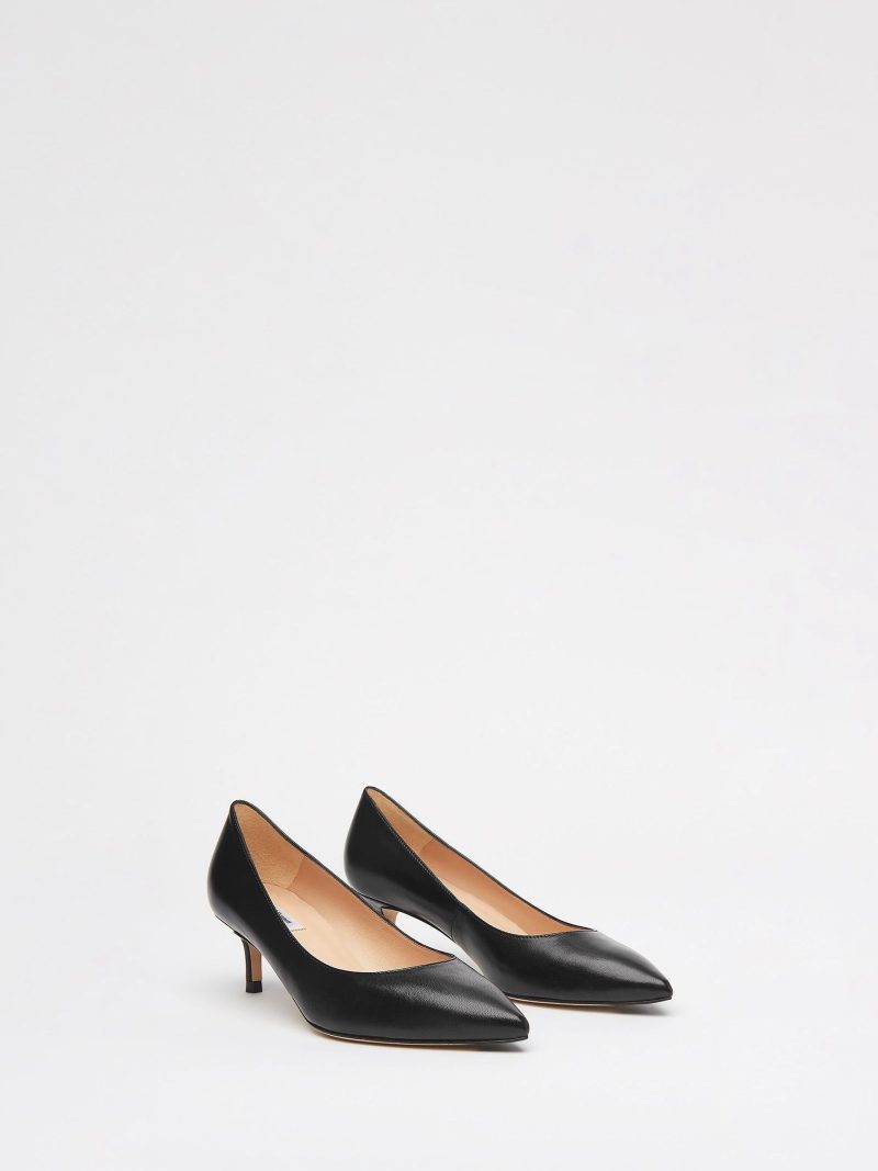 Comely84307 Black Leather Audrey Kitten Heel Courts - Image 2