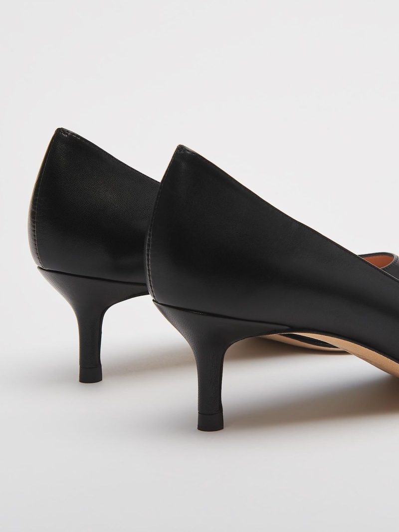 Comely84307 Black Leather Audrey Kitten Heel Courts - Image 3