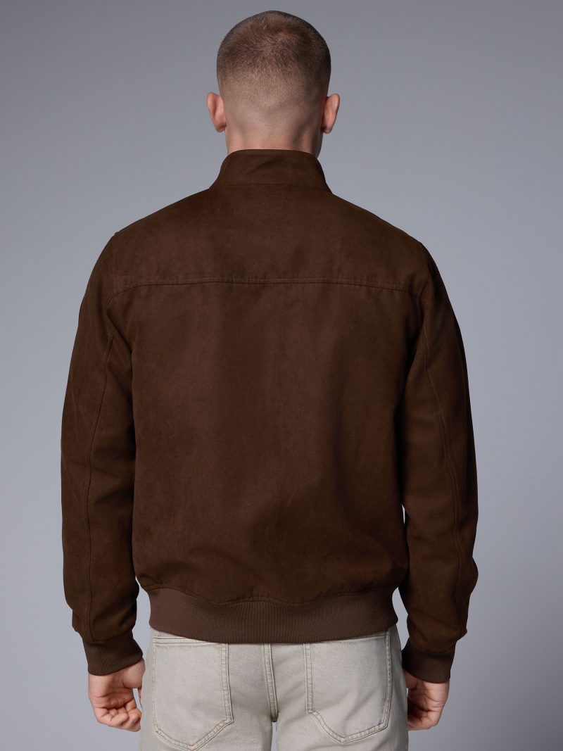 Comely84262 Brown Faux Suede Harrington Jacket - Image 3