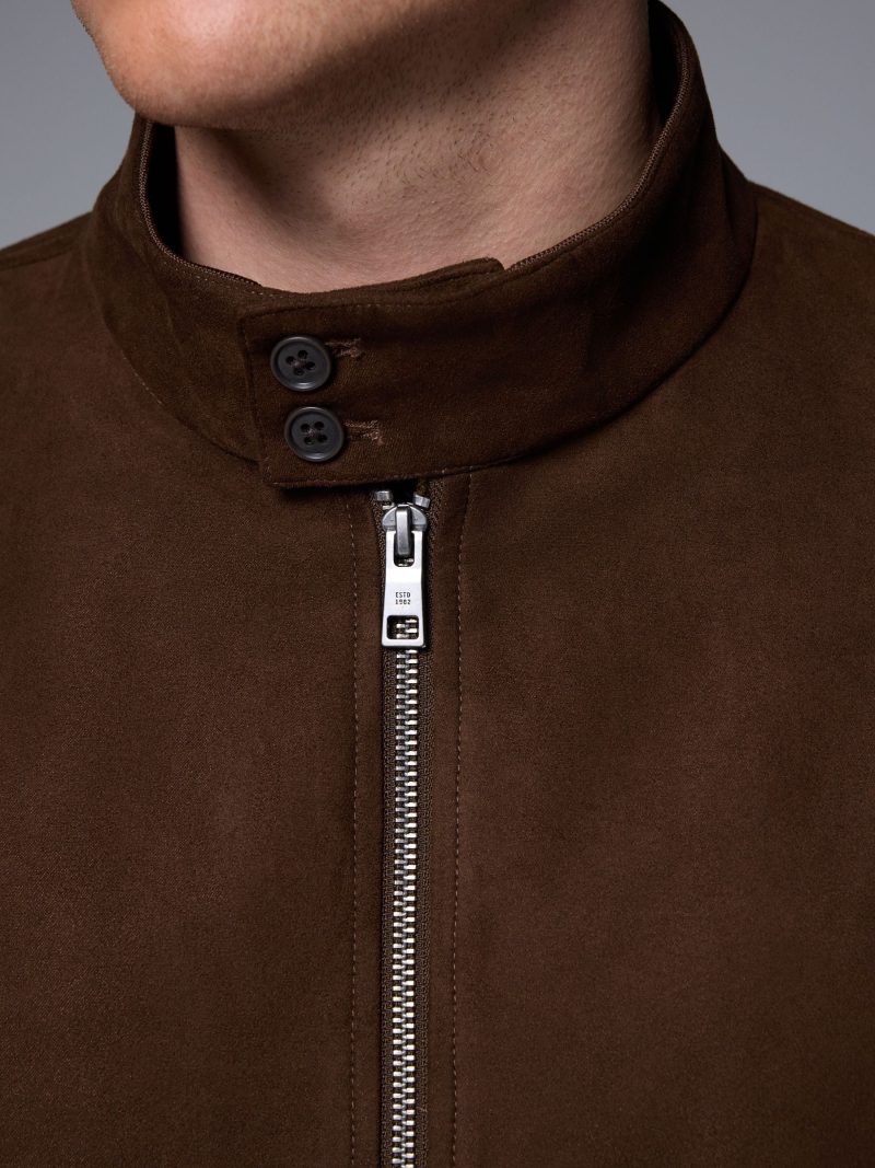 Comely84262 Brown Faux Suede Harrington Jacket - Image 4