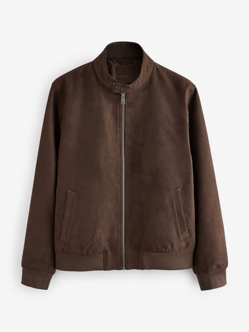 Comely84262 Brown Faux Suede Harrington Jacket - Image 6