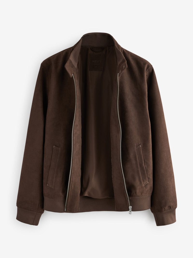 Comely84262 Brown Faux Suede Harrington Jacket - Image 7