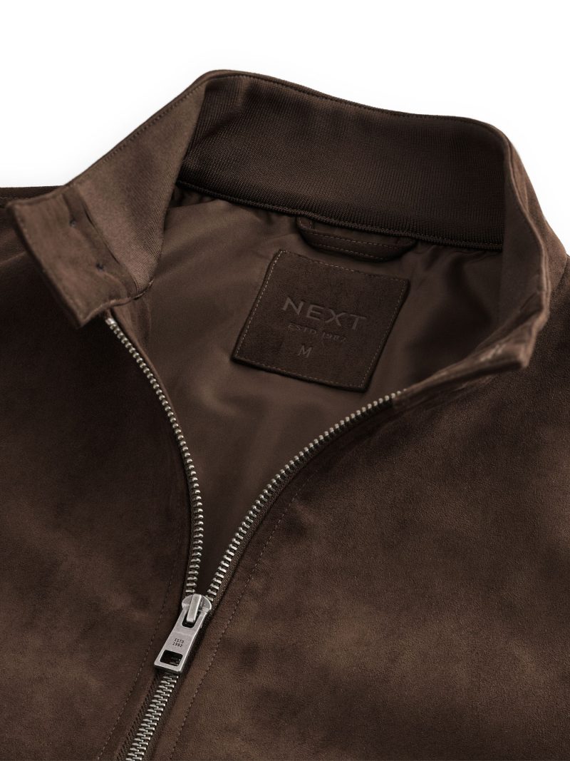 Comely84262 Brown Faux Suede Harrington Jacket - Image 8