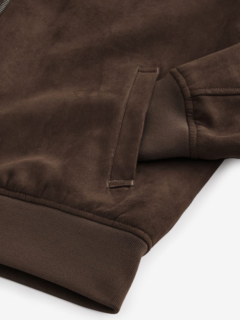 Comely84262 Brown Faux Suede Harrington Jacket - Image 9