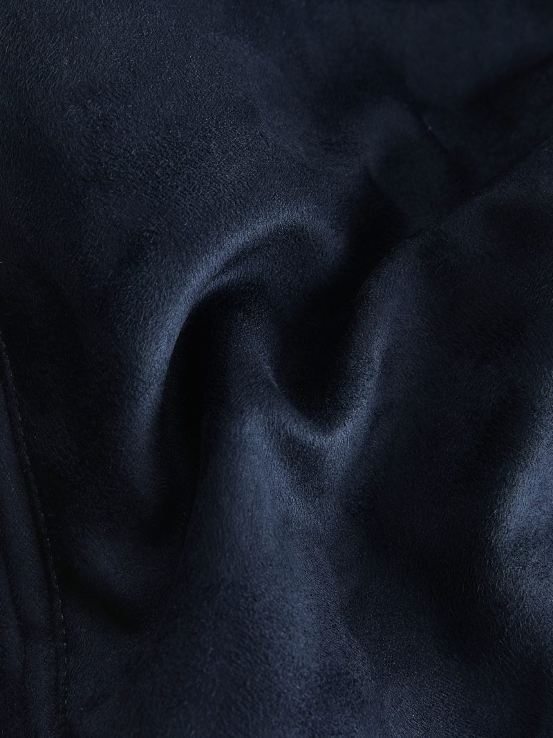 Comely84280 Navy Blue Faux Suede Jacket with Knitted Sleeves - Image 13