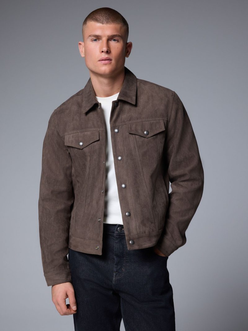 Comely84260 Dark  Faux Suede Western Jacket