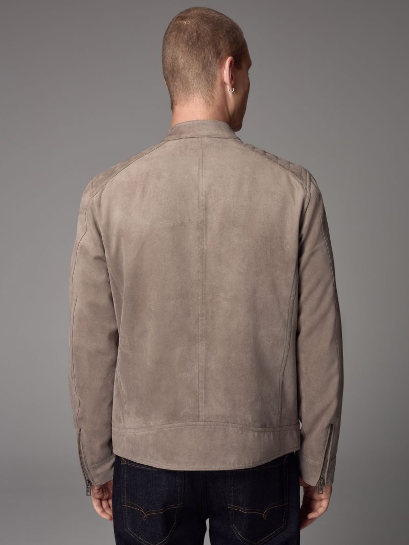 Comely84274 Grey Faux Suede Racer Jacket - Image 3