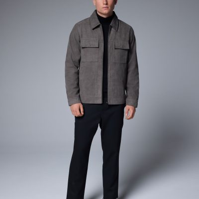 Comely84273 Grey Faux Suede Zip Through Shacket