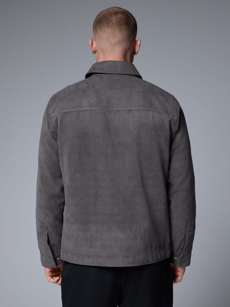 Comely84273 Grey Faux Suede Zip Through Shacket - Image 3