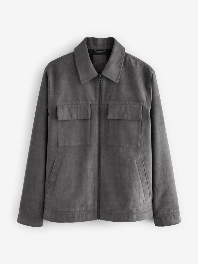 Comely84273 Grey Faux Suede Zip Through Shacket - Image 6