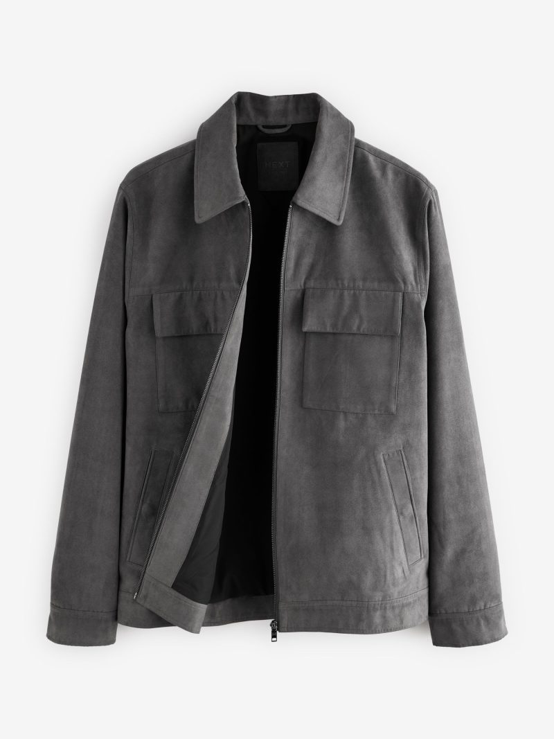 Comely84273 Grey Faux Suede Zip Through Shacket - Image 7