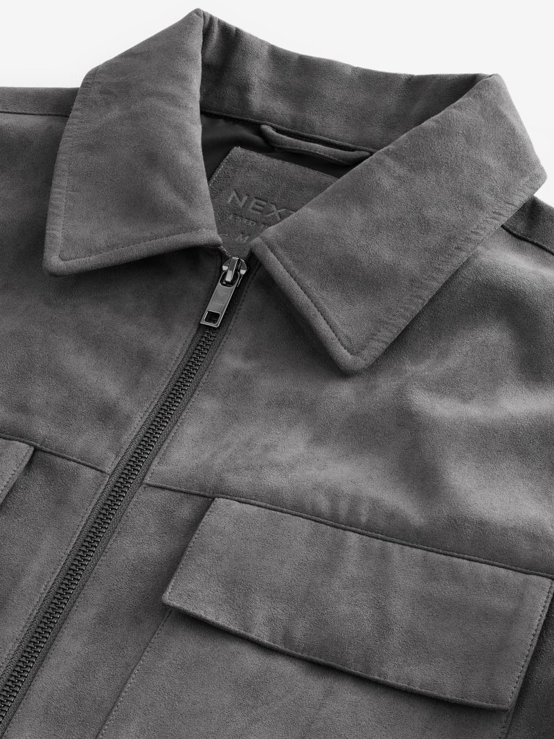 Comely84273 Grey Faux Suede Zip Through Shacket - Image 8