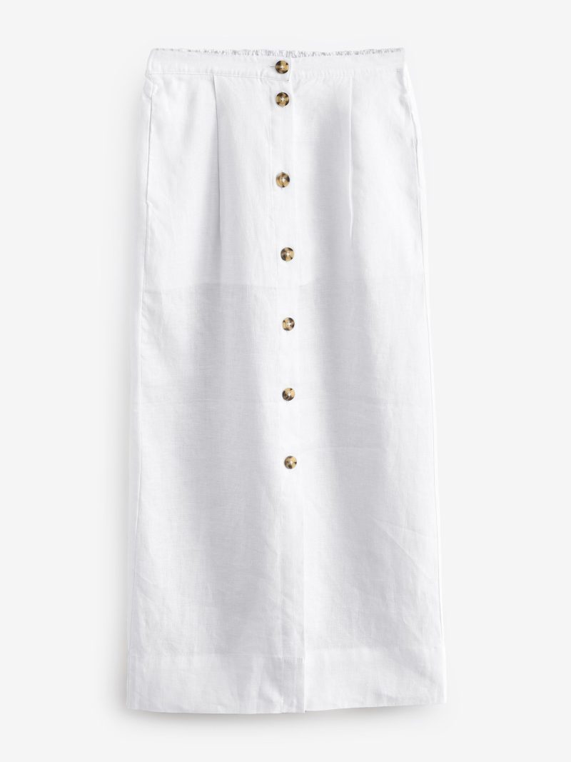 Comely84234 White Premium 100% Linen Button Down Pencil Skirt - Image 8