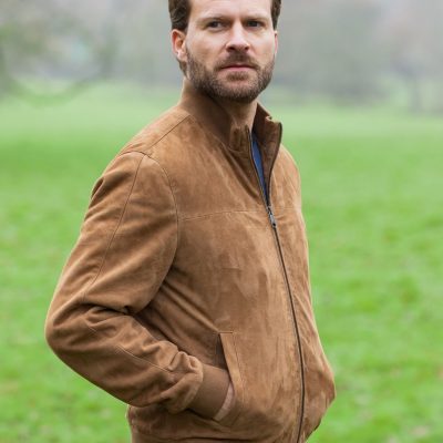 Comely84265 Leather Natural Dalston Suede Bomber Jacket