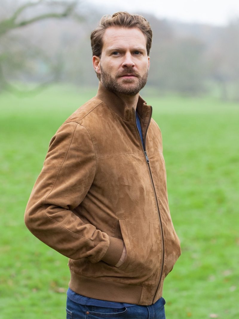 Comely84265 Leather Natural Dalston Suede Bomber Jacket