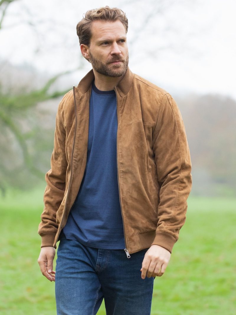 Comely84265 Leather Natural Dalston Suede Bomber Jacket - Image 2