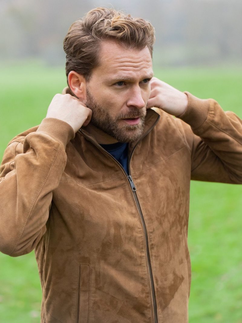 Comely84265 Leather Natural Dalston Suede Bomber Jacket - Image 3