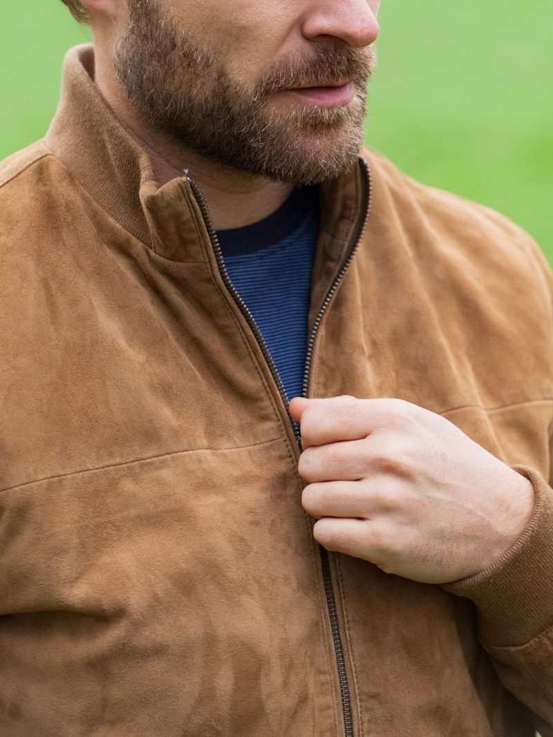 Comely84265 Leather Natural Dalston Suede Bomber Jacket - Image 5
