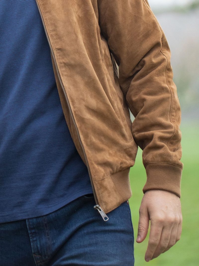 Comely84265 Leather Natural Dalston Suede Bomber Jacket - Image 6